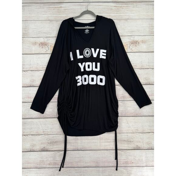 Torrid Iron Man I Love You 3000 Tunic Hoodie Women's 3X Black Cinch Side - Picture 1 of 10